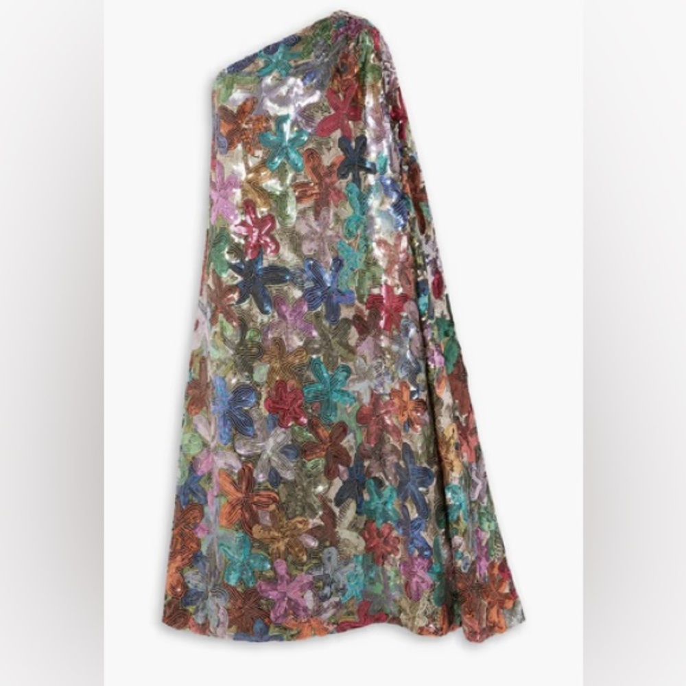 ISO Sari Onesleeve Sequin embellished Georgette Midi Dress